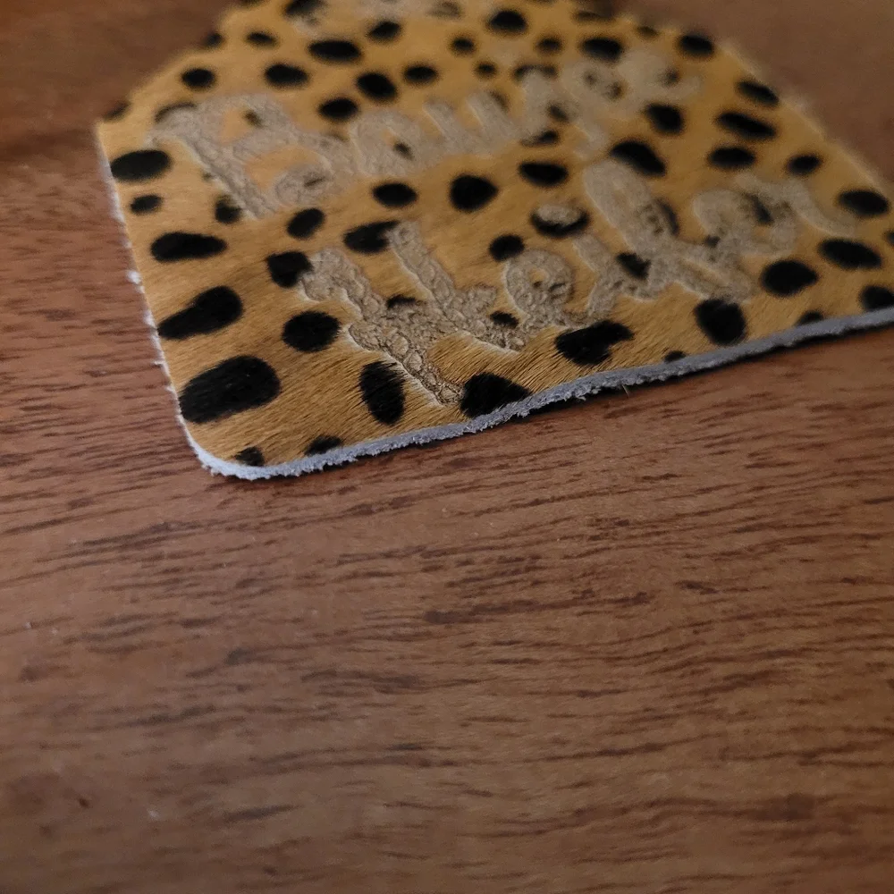 Cow Ear Tag Keychain or Purse Charm Leopard Print